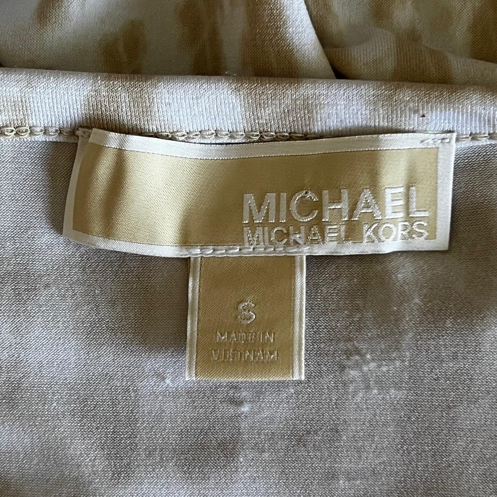 Michael Kors Dress Womens Small Beige White Tie Dye Crochet Trim Boho 3/4 Sleeve - Picture 9 of 11